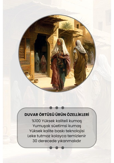 Eski Osmanlı Desenli Duvar Halısı Duvar Örtüsü Tapestry Süet Dokulu Kumaş