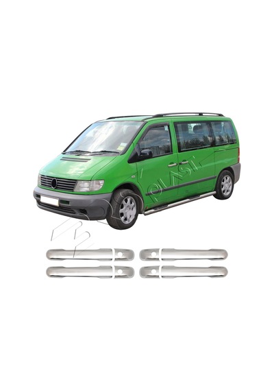 Mercedes Vito W638 Uyumlu 1998-2003 Krom Kapı Kolu 4 Kapı 4 Kapı Delikli Paslanmaz Çelik