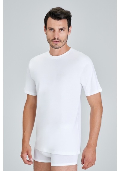 Kom Eduardo 2'Li T-Shirt Erkek %100 Pamuk Fanila Beyaz