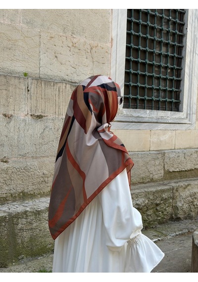 Qalortex Scarf Pamuklu Soft Rânâ Desen Eşarp-taba