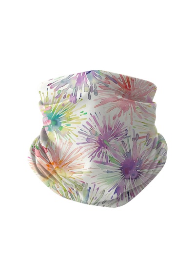 Bobrear Pastel Suluboya Çiçek Desenli Çok Amaçlı Buff Bandana Boyunluk Maske -