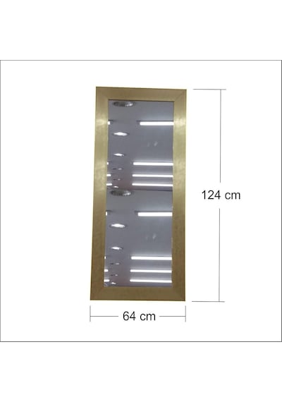 M3 Decorium Büyük Rustik 124x64 Cm Altın Yaldız Varak Boy Salon Antre Komodin Etajer Portmanto Duvar Boy Aynası Diğer