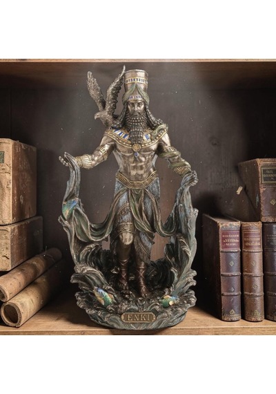 Dekoratif Enki Biblo Wise Veronese Poliresin Mezopotamya Tanrısı Figürü 23,5 Cm .