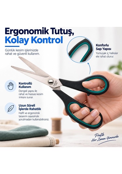 Lexroo Kumaş Ve Terzi Makası 24,5 Cm, Kağıt Dikiş Ve Büyük Boy Makas