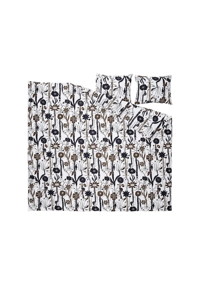 Ikea Lundskaftıng Çift Kişilik Nevresim Takımı 220 X 240 Cm Beyaz - Siyah - Kahverengi Çok Renkli