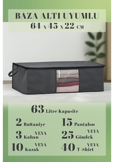 Pencereli Baza Hurç Baza Altı Düzenleyici Set 64 45 22 Cm, Adet, 3 Antrasit