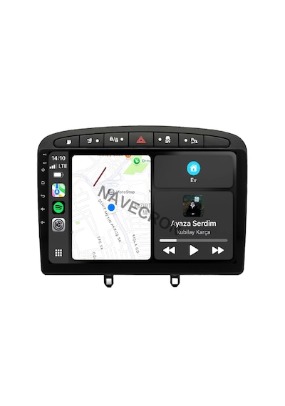 Peugeot 308 2008-13 9" Siyah Uyumlu Androıd Multimedya Gerçek 2/32 Kablosuz Carplay Geri Görüş Kameralı 9"