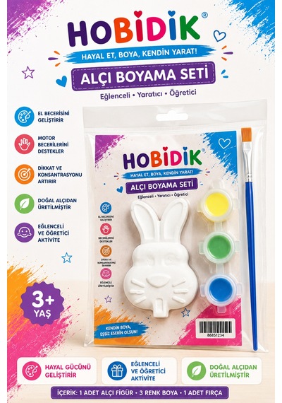 10 Adet Tavşan Alçı Boyama Seti Çocuk Boyama Etkinlik Seti