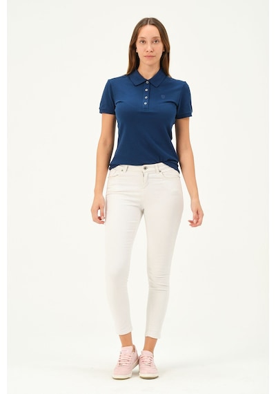 Msw Kadın Kısa Kollu Regular Fit Polo Yaka T-shirt Marin