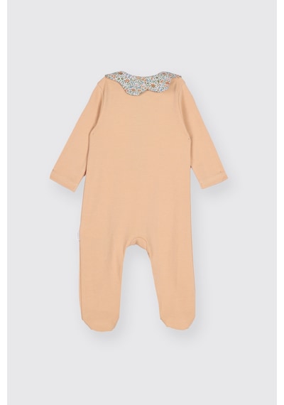 Panço Liberty Kumaş Yakası Çiçek Detaylı Yenidoğan Tulum Pembe 5611GN30001
