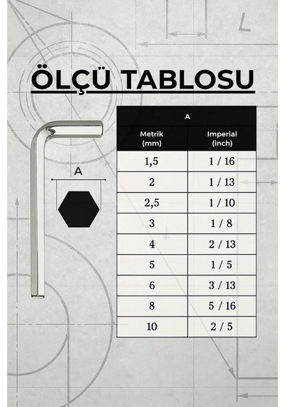 Kendo 9 Parça Alyan Seti, Krom Kaplamalı, Alyan Anahtar Takımı, S