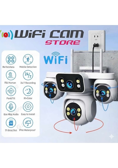 Kör Noktasız 4 Kameralı Akıllı Ptz Wifi Kamera Hieasy Uygulama