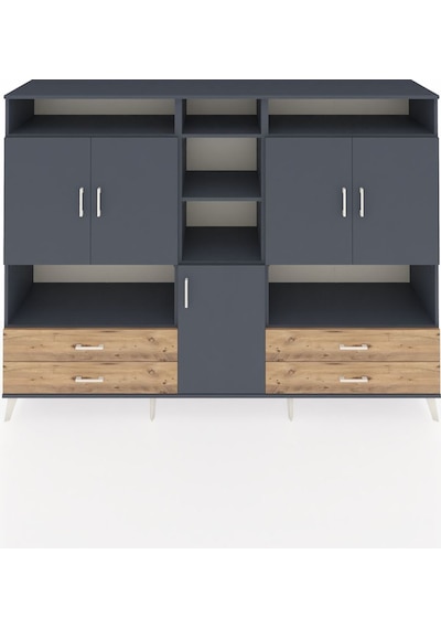 Hyperion Dolap 12 Raflı 4 Çekmeceli 5 Kapaklı 220x44x163 Antrasit Antrasit-antrasit/çam Hyperion Dolap 12 Raflı 4 Çekmeceli 5 Kapaklı 220x44x163 Antrasit Antrasit-antrasit/çam