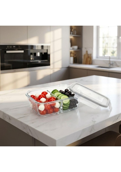 Selka Home Sofia 700 Ml. 2 Bölmeli Cam Saklama Kabı Şeffaf