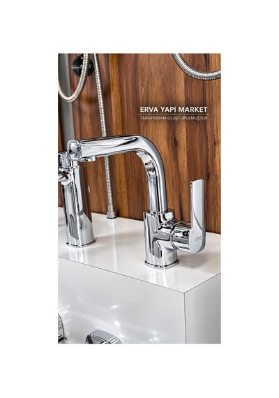 Pedra Banyo Döner Lavabo Bataryası Ve Dst19-2 Yağmur Duş Sistemi 3'lü Set Krom