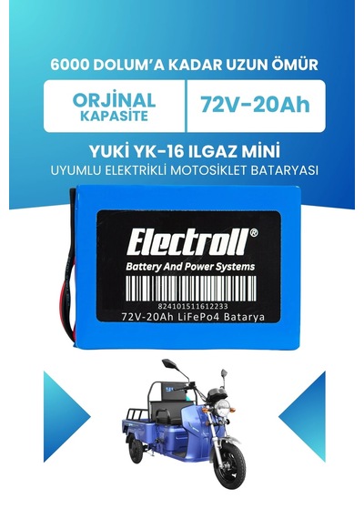 Yuki Yk-16 Ilgaz Mini Uyumlu Batarya Standart Kapasite Lifepo4 72v 20ah Elektrikli Motosiklet Bataryası
