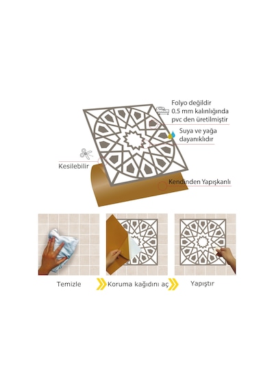 Tink KENDİNDEN YAPIŞKANLI SELÇUKLU GEOMETRİK DESENLİ PVC KARO 30X30 CM