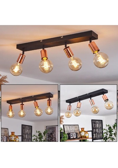 Riolıght Modern1 Siyah1 4xe27 Duylu Mafsallı Hareketli Başlık Glop Ampul Hariç Metal Spot Avize Siyah
