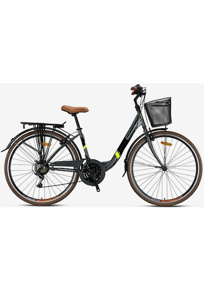 Kron Tetra 3.0 - 28" City Bike - 15' - 21 Vites - V.b. - Mat Füme-siyah/neon Sarı Sarı - Siyah