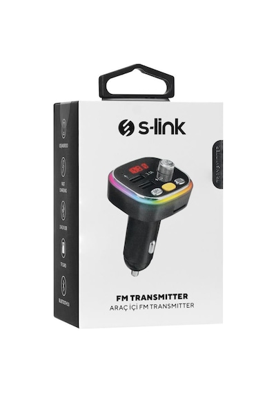 S-link Sl-bt306 Çift Usb 5v 3.1a Rainbow Işıklı Led Ekran Tf Kartlı V5.0 Bluetooth Fm Transmitter