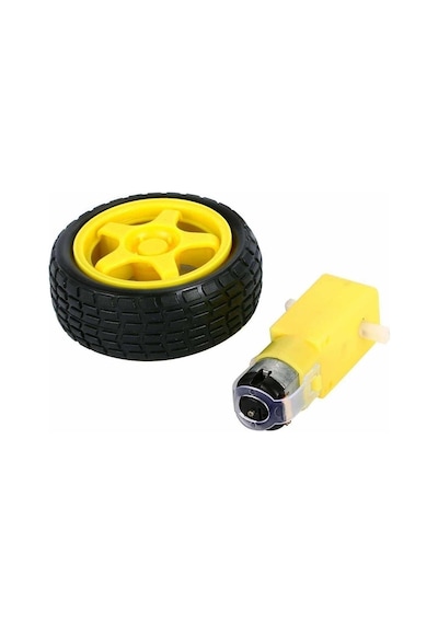 4 Adet - Arduino Robot Tekerlek Ve Dc Motor Seti - Redüktörlü Motor 250 Rp Rodevino