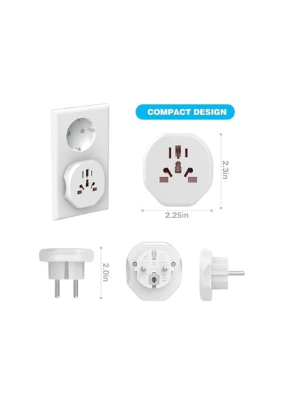 Infomax Evrensel Seyahat Priz Adaptörü 2300w Universal Fiş Dönüştürücü Eu Avrupa Priz Adaptörü Abd İngiltere Avustralya Çin Japonya  10a Beyaz