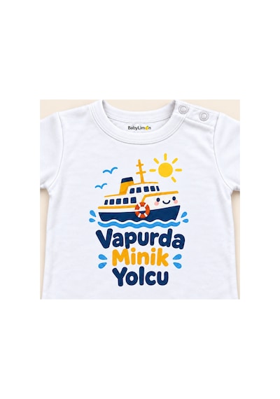Babylimon Vapurda Minik Yolcu Beyaz Kısa Kollu Çıtçıtlı Bebek Zıbını Beyaz - Vapurda Minik Yolcu - 928161930 Beyaz - Vapurda Minik Yolcu