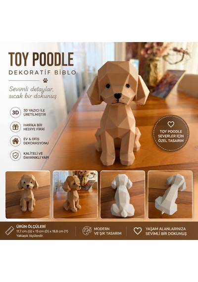 Toy Poodle Köpek Figürü Dekoratif Biblo 3d Baskı Sevimli Köpek Dekoru 11,7 15 18,8 Cm -