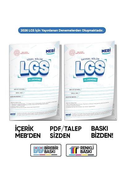 2026 Lgs 8.sınıf Mebi Online Türkiye Geneli 11. Deneme Sayısal Sözel Büyük Boy Renkli Baskı Ücreti
