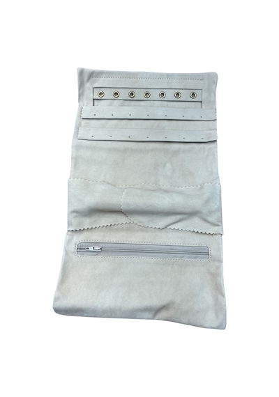 Kadife Takı Ve Mücevher Seyahat Rulo Düzenleyicisi Krem 35x20 Cm Krem