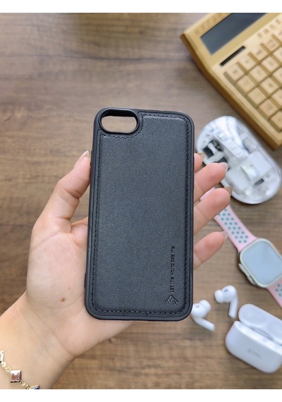 Apple iPhone 7 Uyumlu Premium Deri Dokulu Darbelere Karşı Dayanıklı Nazal Silikon Kılıf Siyah