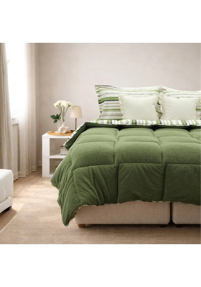Sherpa Comforter Çift Kişilik Uyku Seti - Yeşil