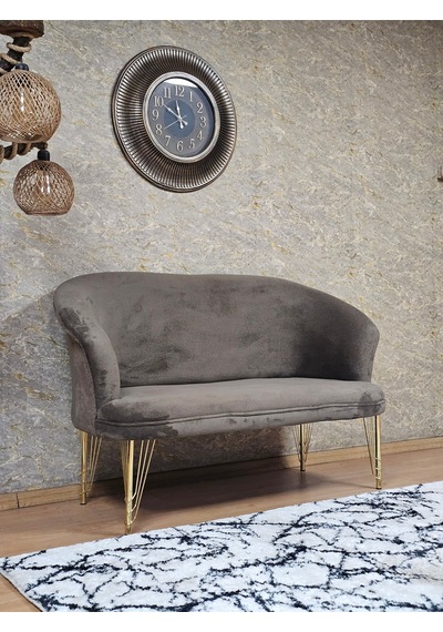Zafir İkili Teddy Gold Kaplama Telli Ayak Çay Seti Koltuk Tekli Berjer , Balkon, Salon, Ofis Kahverengi