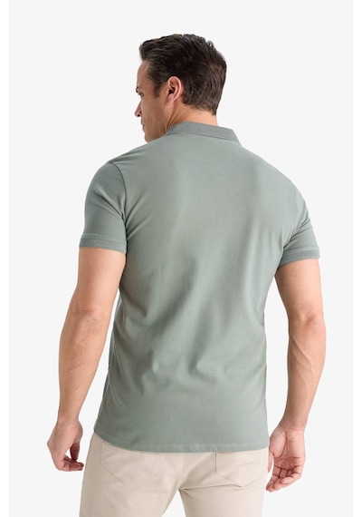 DeFacto Slim Fit Dar Kesim Polo Yaka Kısa Kollu Dokulu Basic Düz Tişört T5259AZ25SMGN1153