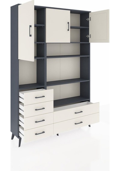 Arges Dolap 9 Raflı 6 Çekmeceli 3 Kapaklı 132x30x195 Antrasit-aytaşı/aytaşı Aytası/aytası Arges Dolap 9 Raflı 6 Çekmeceli 3 Kapaklı 132x30x195 Antrasit-aytaşı/aytaşı Aytası/aytası