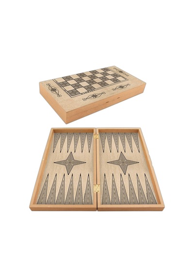 Star Marmara Yakma Ahşap Tavla 12 Mm Mdf Kasa, Parlak Selefon Kaplama, 36 Mm Krem & Siyah