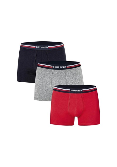 Pierre Cardin 395 Erkek Lastiği Çizgili 3'lü Boxer-kırmızı&grimelanj&lacivert Kırmızı&grımelanj&lacıvert