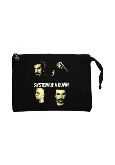 System of a Down Grup Face Siyah Clutch Cüzdan / El Çantası Siyah