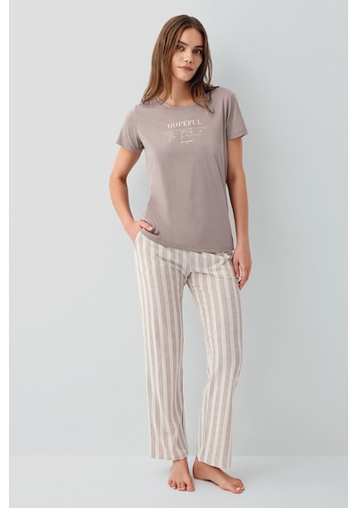 Pierre Cardin Kadın Kahverengi Pijama Takım Pc9176-s-v1 Kahverengi