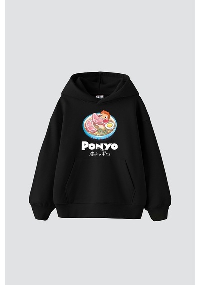 Startmore Ponyo Baskılı Oversize Unisex Beyaz Siyah