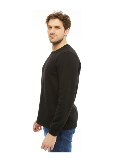 Uniprom Sweatshirt Bisiklet Yaka Içi Polarlı 3 Iplik Pamuklu Normal Kesim Erkek Siyah