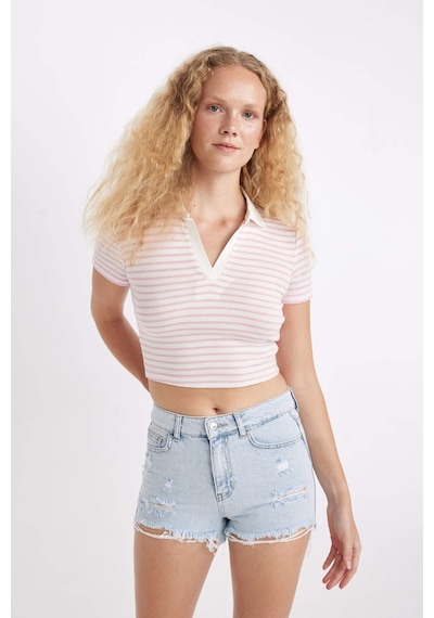 DeFacto Fitted Polo Yaka Fitilli Kaşkorse Kısa Kollu Tişört A0380AX24SMPN614