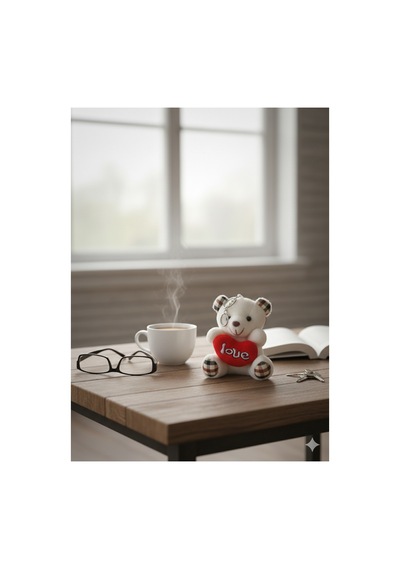 Şişme Ayıcık Anahtarlık Aksesuar Ekru Love Kalpli 13cm Ekru - 825820611 Ekru