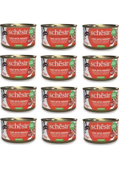 Schesir Ton Ve Karidesli Tam Ve Dengeli Jöleli Kedi Konservesi 85 Gr. X 12 Adet