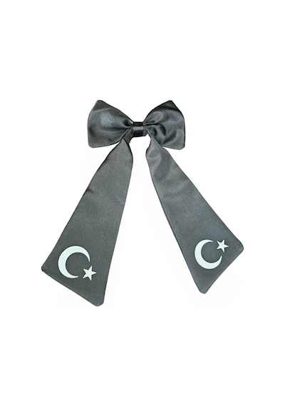 Ay Yıldızlı Fiyonklu Siyah Saç Tokası Siyah