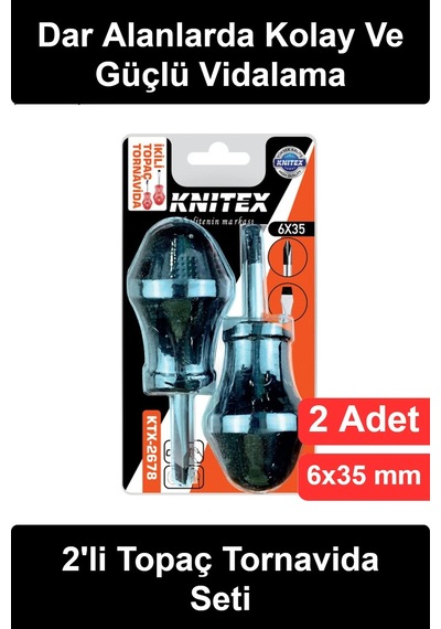 Topaçtornavida 2'li Topaç Tornavida Seti Yıldız Ve Düz Uçlu 6x35 Mm Ergonomik Şeffaf Saplı Metal Gö