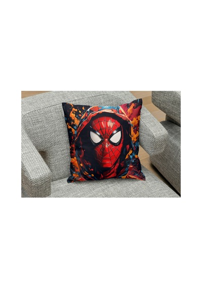 Spiderman Art Desenli Kare Yastık Kılıfı Kırmızı