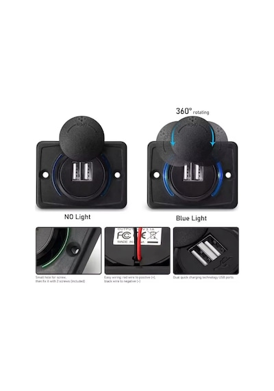 3.1A Çift Usb Çıkışlı Şarj Soketi Araba Tekne Karavan Uyumlu