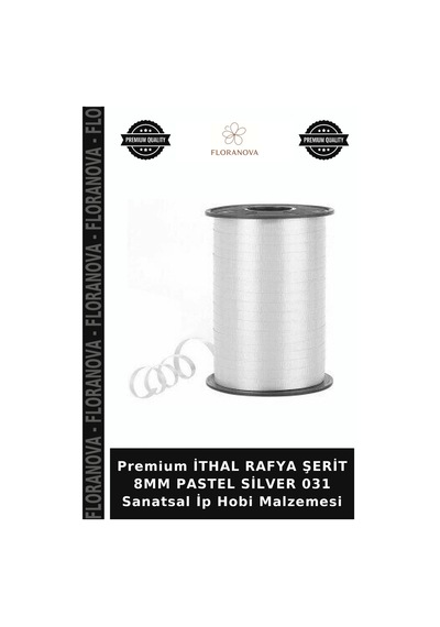Premium İthal Rafya Şerit 8mm Pastel Silver 031 Sanatsal İp Hobi Malzemesi