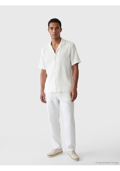 Lcw Vision Beyaz Regular Fit Krinkle Erkek Basic Gömlek